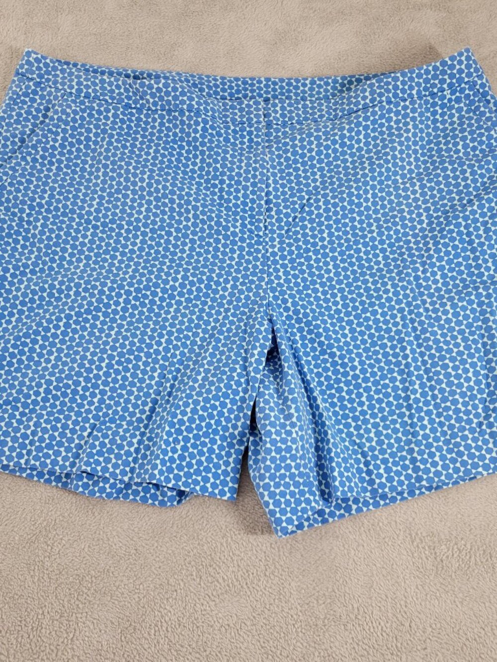 Lane Bryant 28 Blue Geometric Casual Shorts High Rise Cotton Blend Plus GEO192XE
